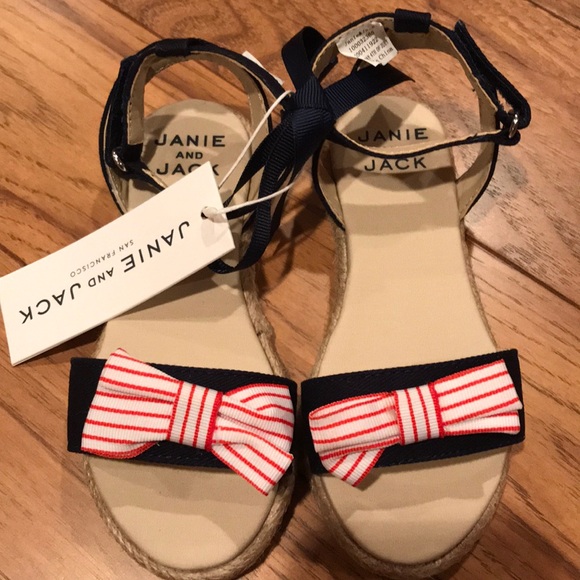 Janie and Jack Other - Janie and Jack sandals Navy with red bows.